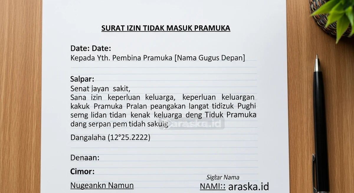 Surat Izin Tidak Masuk Pramuka: Struktur, Format, dan Contohnya