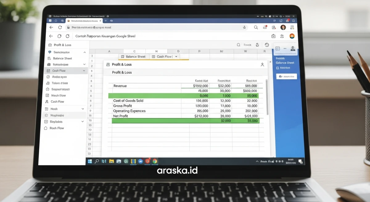 Contoh Template Laporan Keuangan Google Sheet untuk Bisnis Kecil