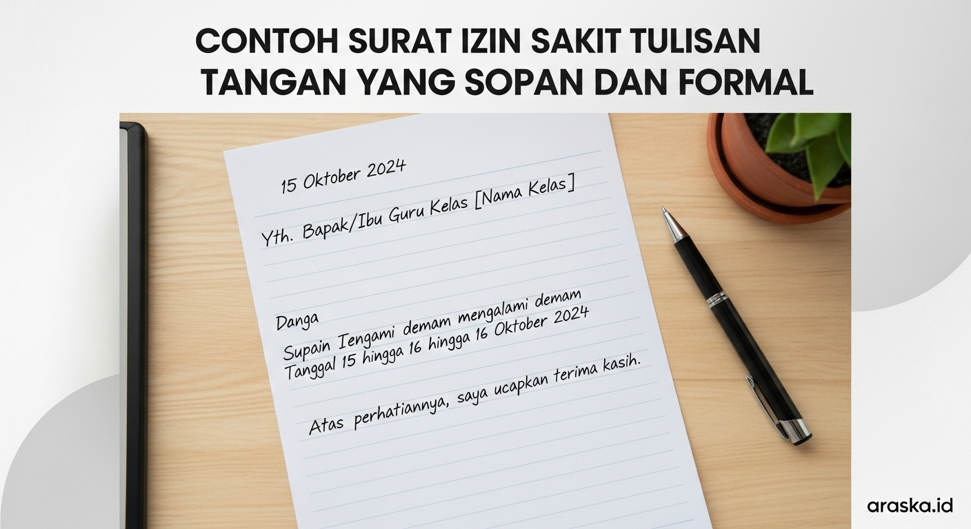 Contoh Surat Izin Sakit Tulisan Tangan yang Sopan dan Formal