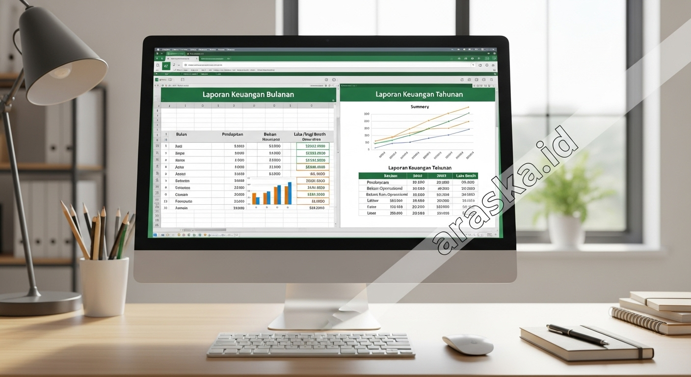 Contoh Template Excel Laporan Keuangan Bulanan dan Tahunan