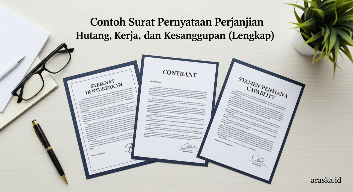 Contoh Surat Pernyataan Perjanjian Hutang, Kerja, dan Kesanggupan (Lengkap)