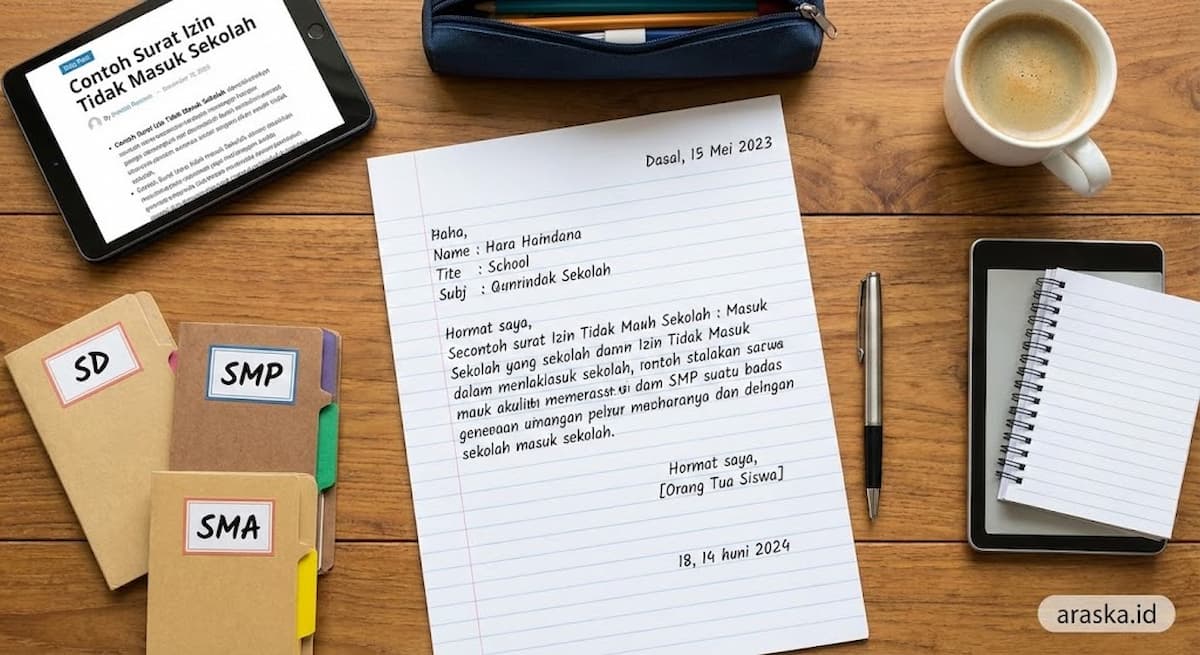 Contoh Surat Izin Tidak Masuk Sekolah untuk SD, SMP, dan SMA